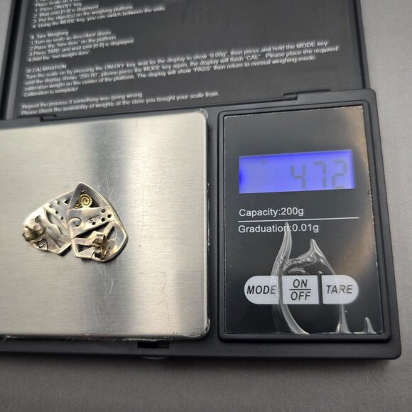 VTG Sterling Silver Abstract Post Earrings 1" Gold Accent Swirl 4.72g - Picture 6 of 7